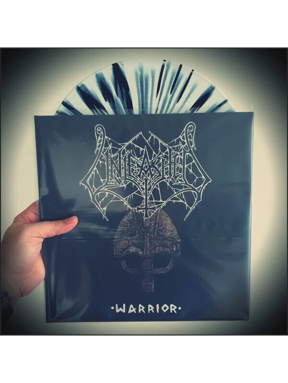 UNLEASHED - WARRIOR VINYL LP RECORD (WHITE/BLACK SPLATTER VINYL) death metal